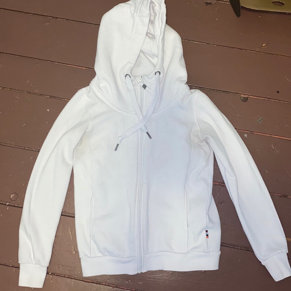 White zip up hoodie